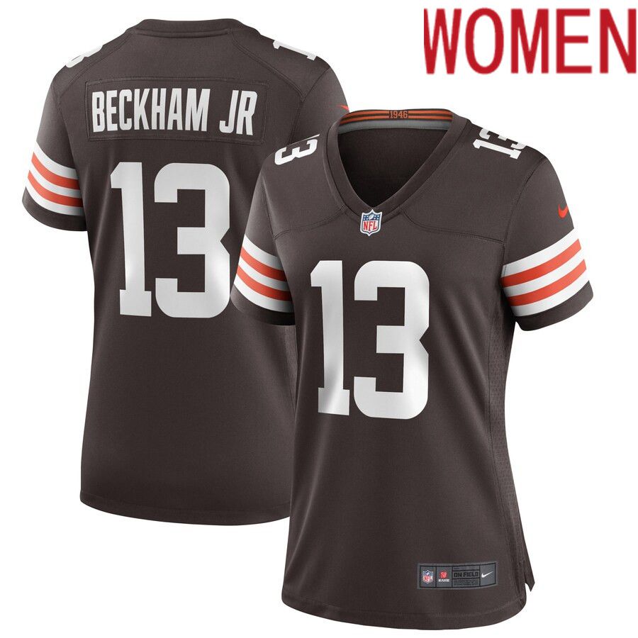 Women Cleveland Browns 13 Odell Beckham Jr. Nike Brown Game NFL Jersey